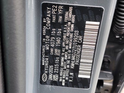 2026 Hyundai Elantra Hybrid Blue