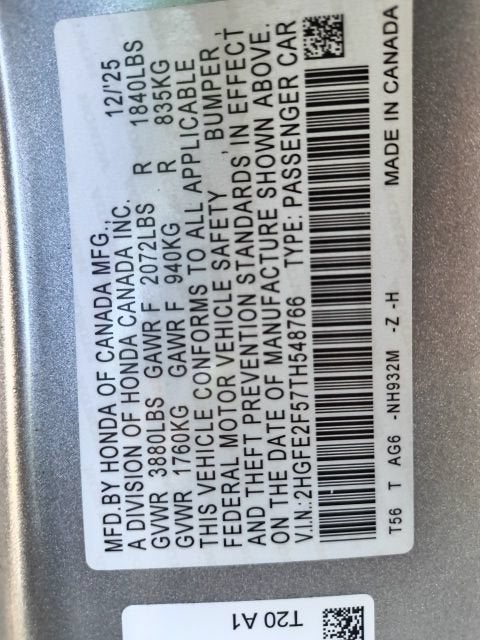 2026 Honda Civic Sedan Sport