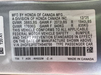 2026 Honda Civic Sedan Sport
