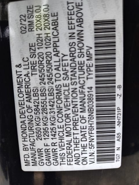 2022 Honda Pilot Black Edition