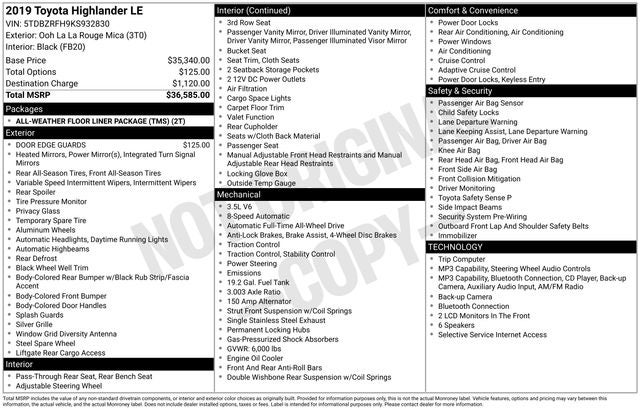 2019 Toyota Highlander LE