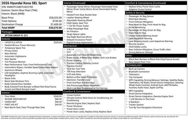 2026 Hyundai Kona SEL Sport