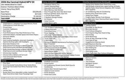 2026 Kia Carnival Hybrid EX