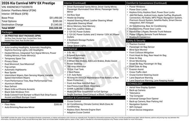 2026 Kia Carnival MPV SX Prestige