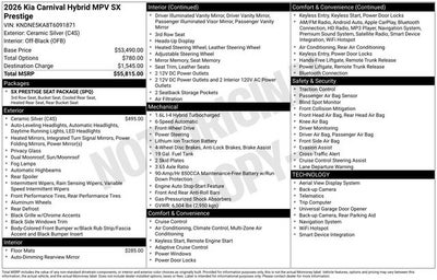 2026 Kia Carnival MPV Hybrid SX Prestige