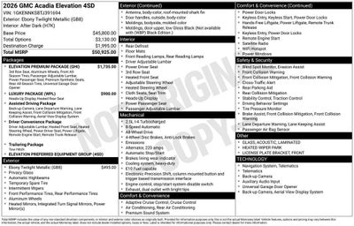 2026 GMC Acadia Elevation