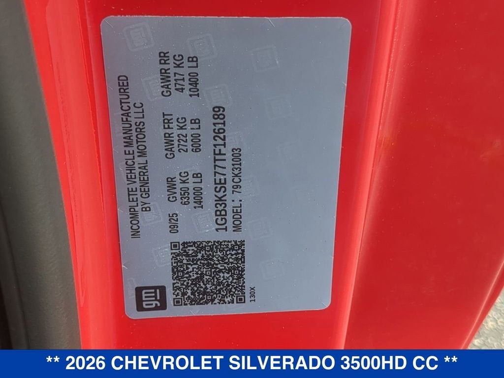 2026 Chevrolet Silverado 3500 HD Chassis Cab Work Truck
