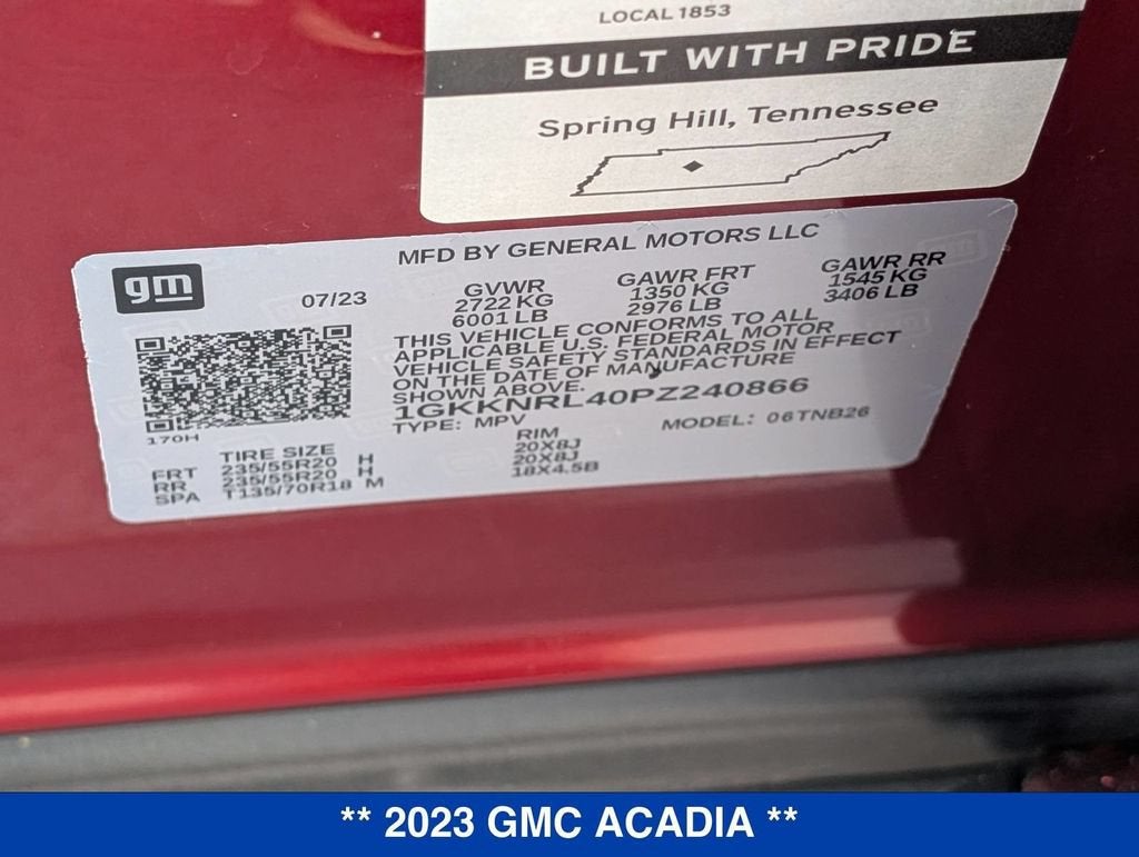 2023 GMC Acadia SLE