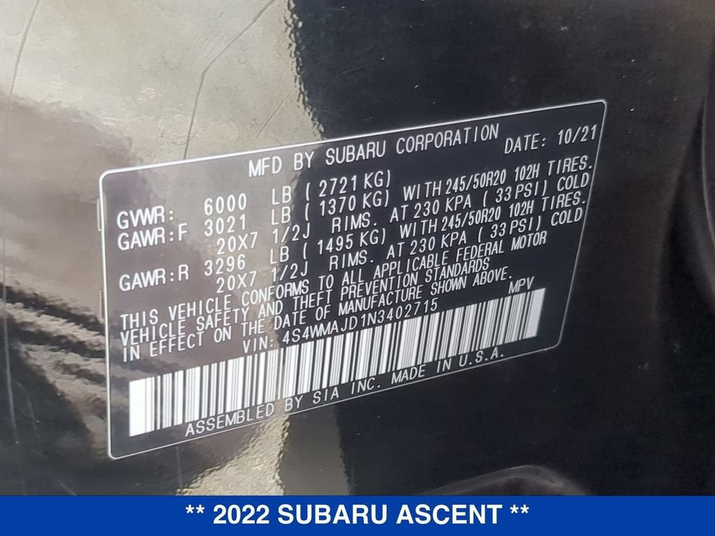 2022 Subaru Ascent Onyx Edition