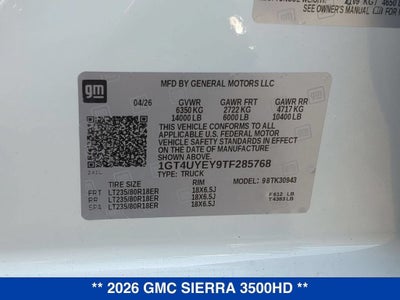 2026 GMC Sierra 3500 HD Denali Ultimate DRW