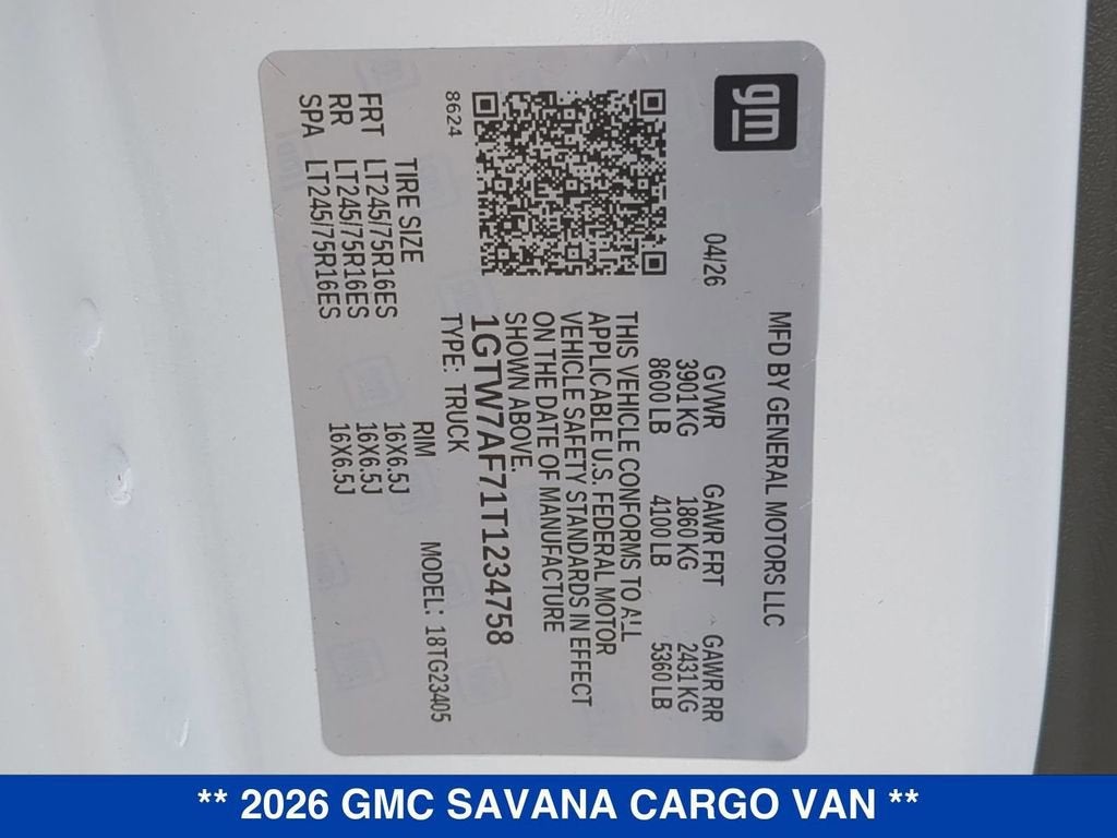 2026 GMC Savana Cargo Work Van