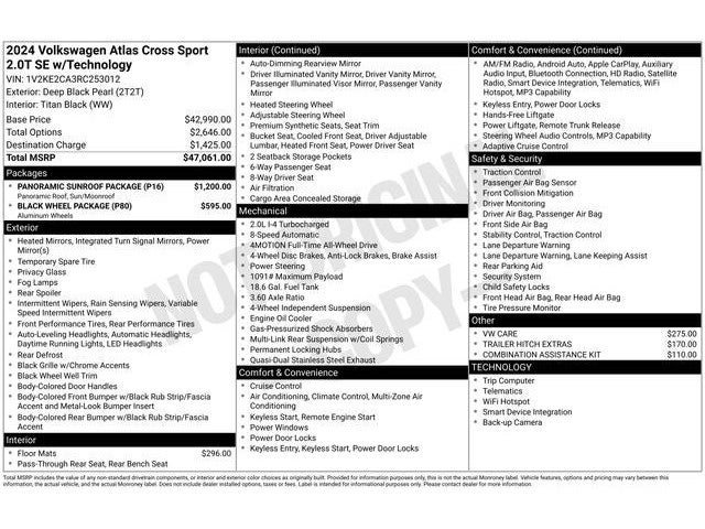 2024 Volkswagen Atlas Cross Sport 2.0T SE w/Technology