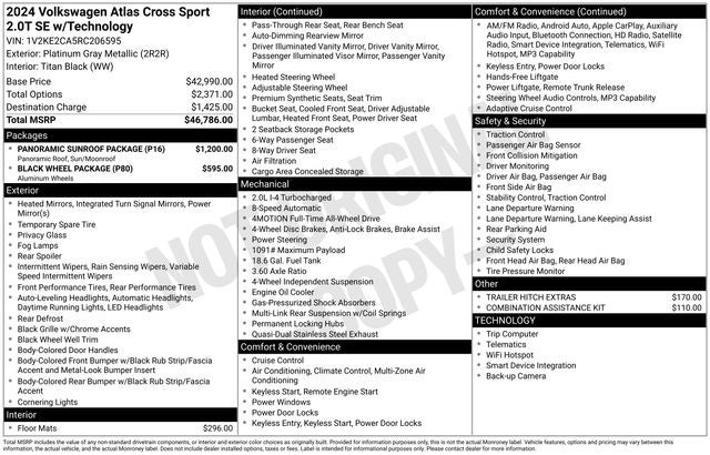 2024 Volkswagen Atlas Cross Sport 2.0T SE w/Technology