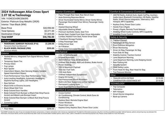 2024 Volkswagen Atlas Cross Sport 2.0T SE w/Technology