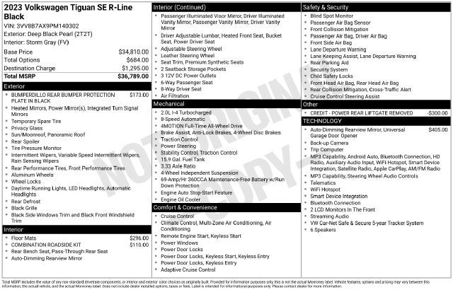 2023 Volkswagen Tiguan 2.0T SE R-Line Black