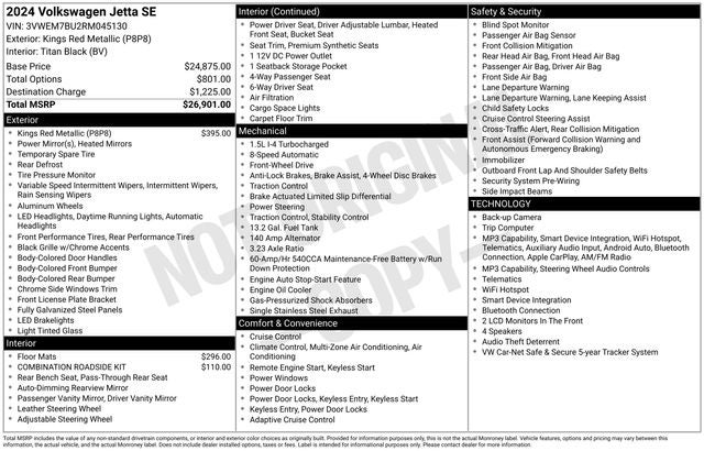 2024 Volkswagen Jetta 1.5T SE