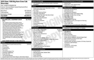 2025 RAM 1500 Big Horn 4x4 Crew Cab 5'7 Box
