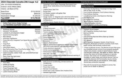 2024 Chevrolet Corvette 2dr Z06 Cpe w/1LZ