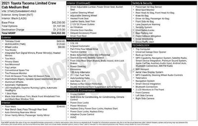 2021 Toyota Tacoma Limited Double Cab 5' Bed V6 AT