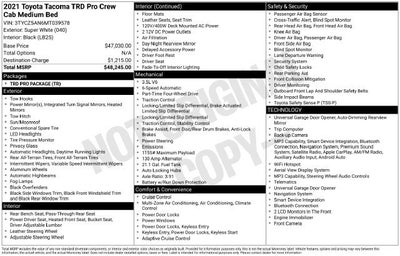 2021 Toyota Tacoma TRD Pro Double Cab 5' Bed V6 AT