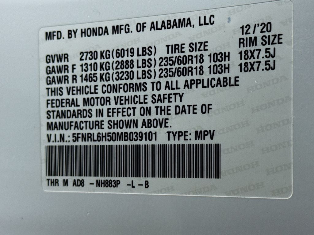 2021 Honda Odyssey EX
